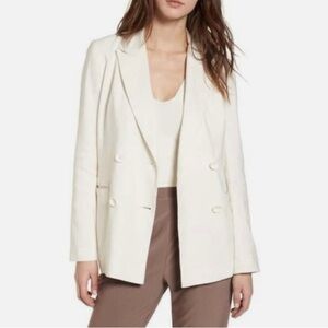 LEITH white Double-Breasted linen blend Blazer size large classic